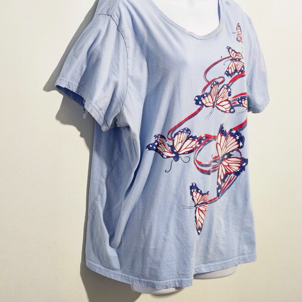 Patriotic American Butterflies - USA Colors Graphic T-Shirt Size 3X - Festive - Picture 2 of 5